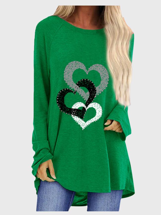 Creative Heart Print Long Sleeve T-Shirt