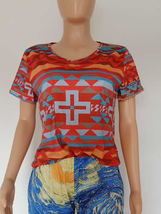 Ethnic Print Short Sleeve T-Shirt