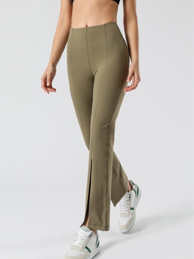 High Waist Flare Slit Yoga Pants