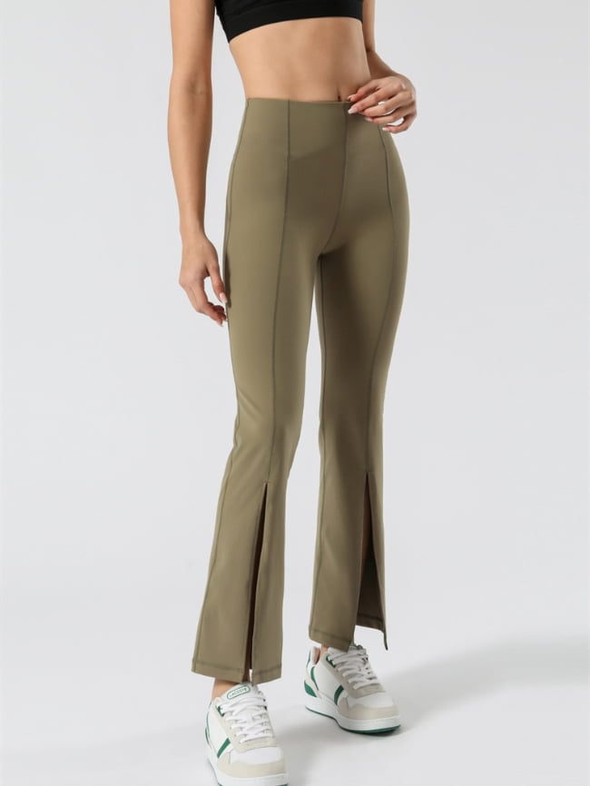 High Waist Flare Slit Yoga Pants