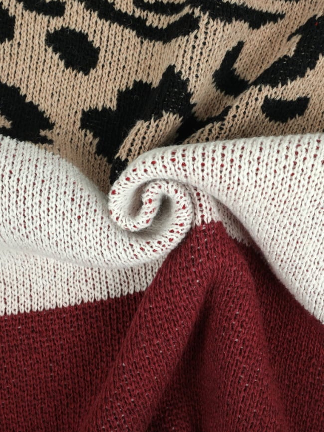 Leopard-print color-blocked sweater