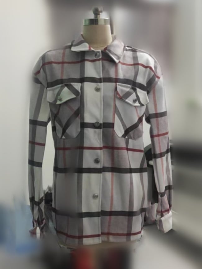 Plaid Pattern Buttoned Jacket