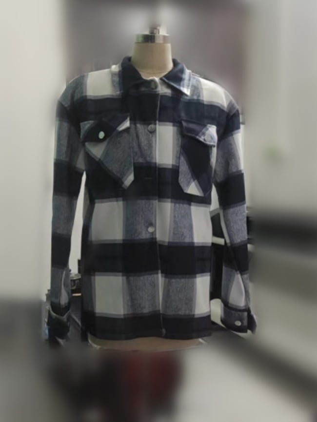 Plaid Pattern Buttoned Jacket