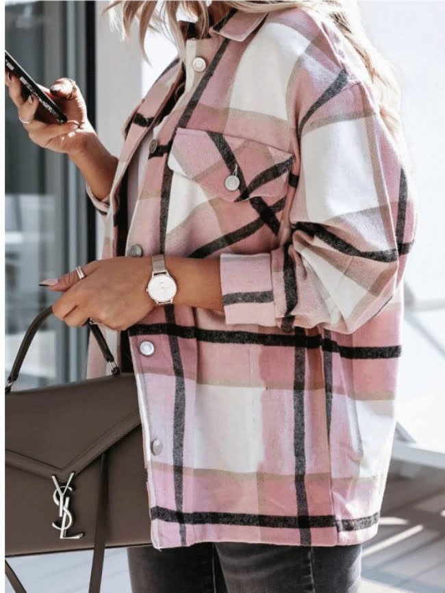 Plaid Pattern Buttoned Jacket