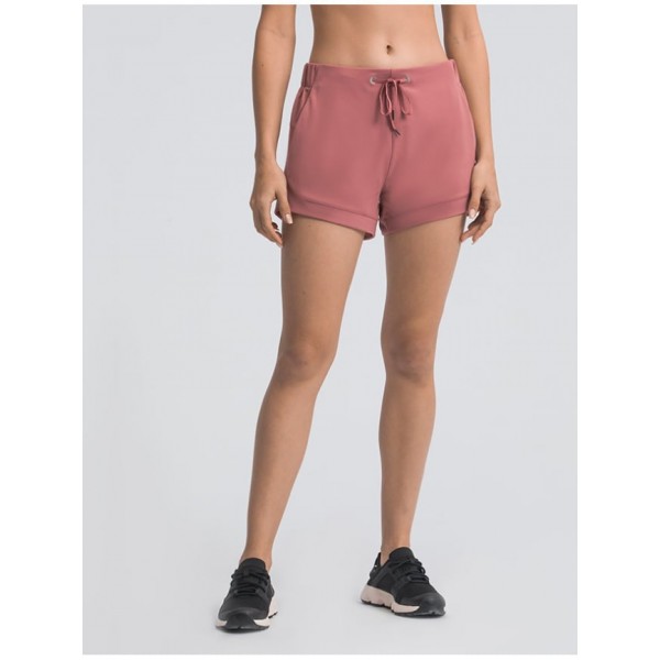 Solid Color Drawstring Yoga Short