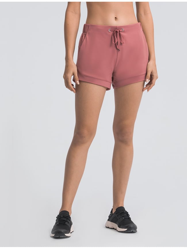 Solid Color Drawstring Yoga Short