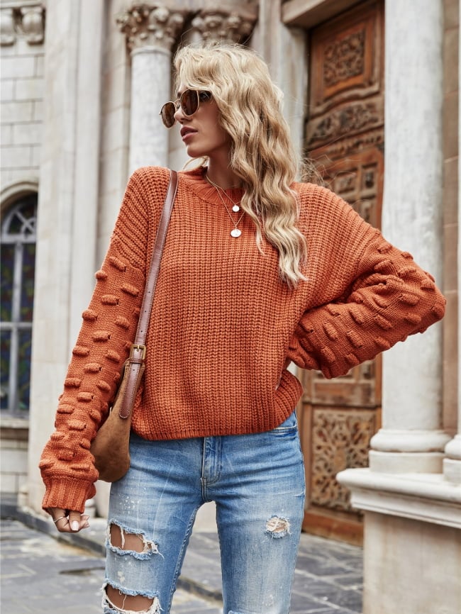 Solid Rib-Knit Drop Shoulder Sweater