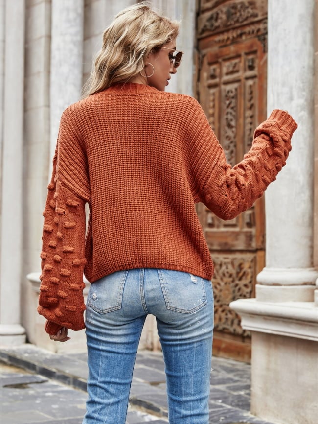 Solid Rib-Knit Drop Shoulder Sweater