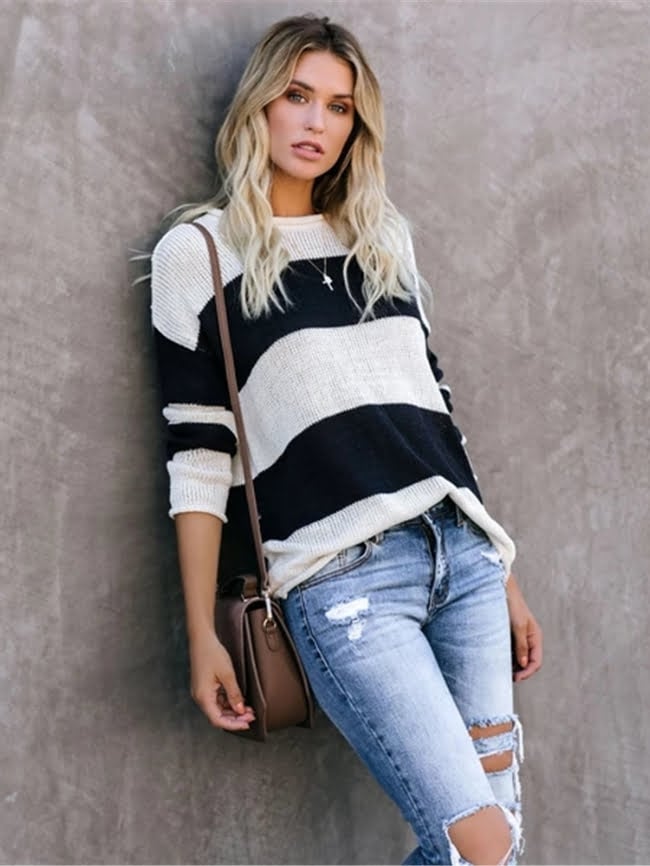 Striped Pullover Knitted Sweater