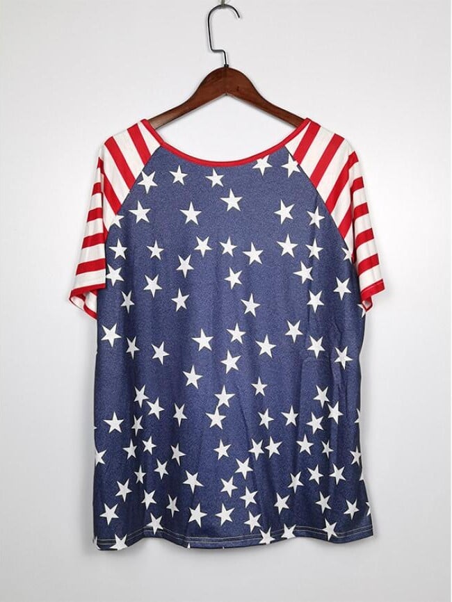 Fashion Striped Star Flag Print T-Shirt