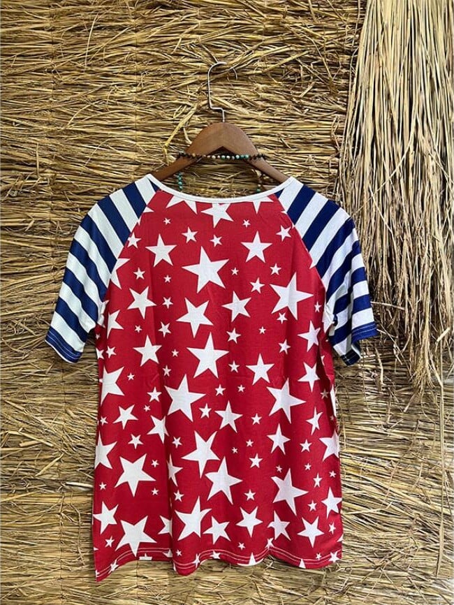 Fashion Striped Star Flag Print T-Shirt