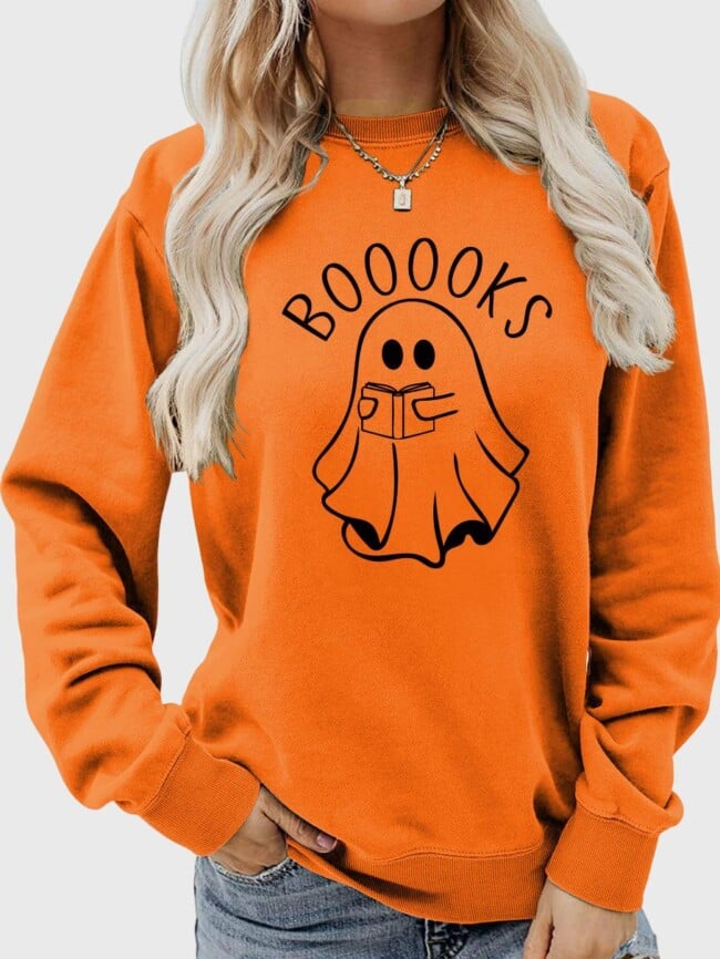 Halloween booooks print long sleeve top