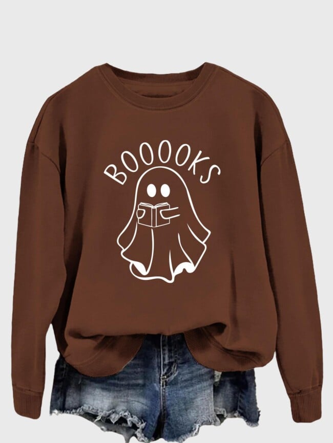 Halloween booooks print long sleeve top