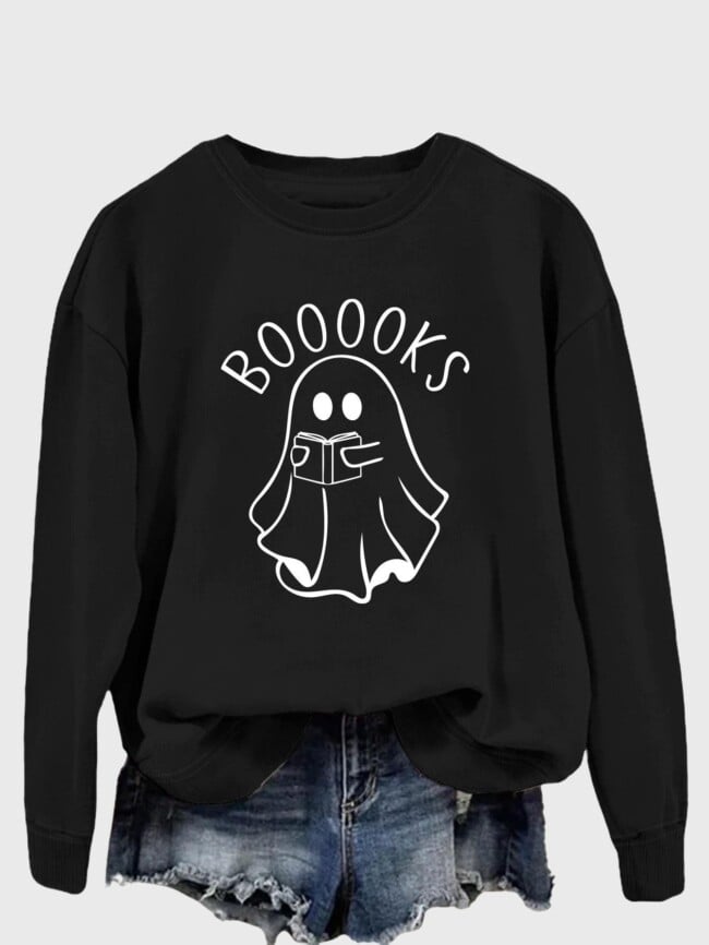 Halloween booooks print long sleeve top