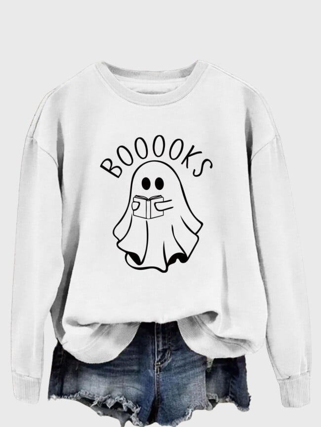 Halloween booooks print long sleeve top