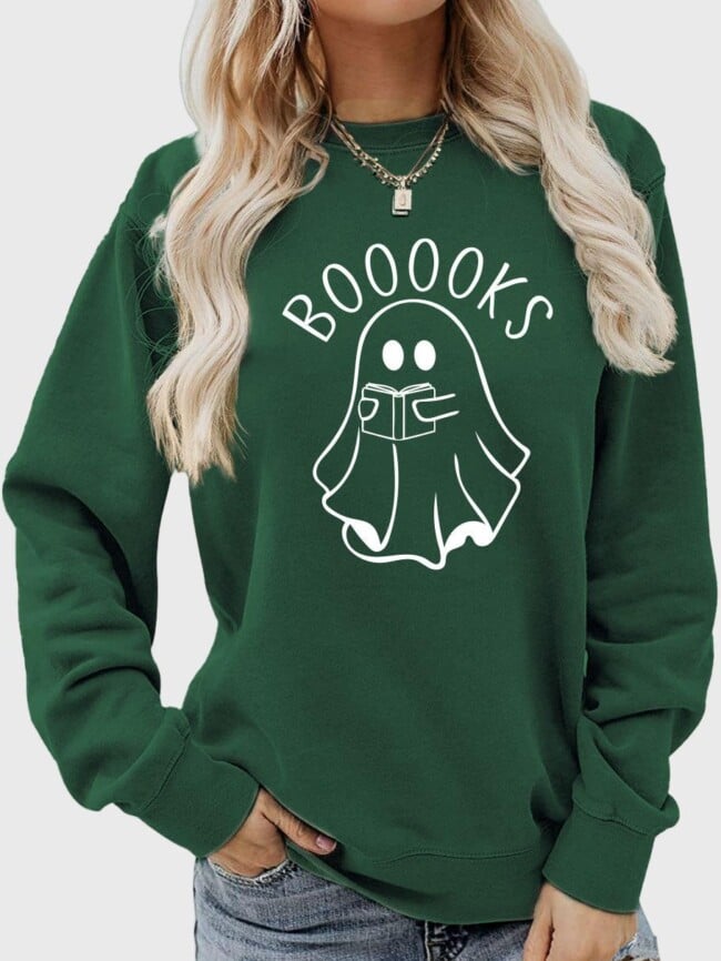 Halloween booooks print long sleeve top