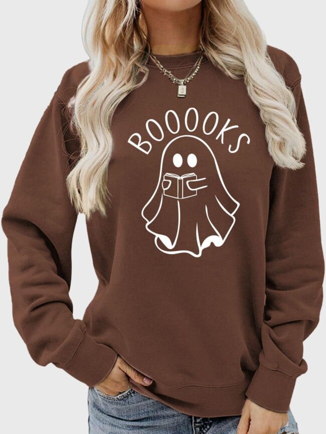 Halloween booooks print long sleeve top