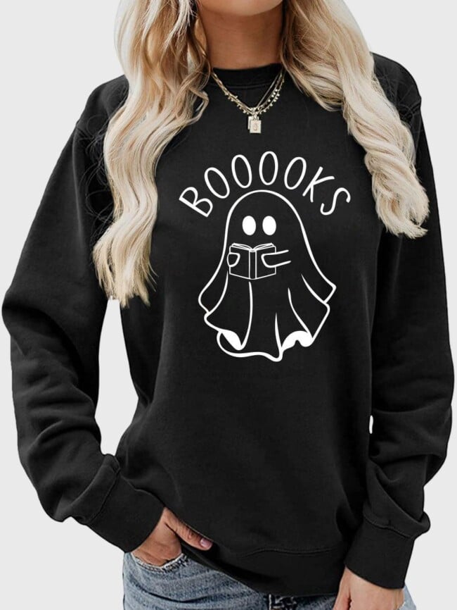 Halloween booooks print long sleeve top