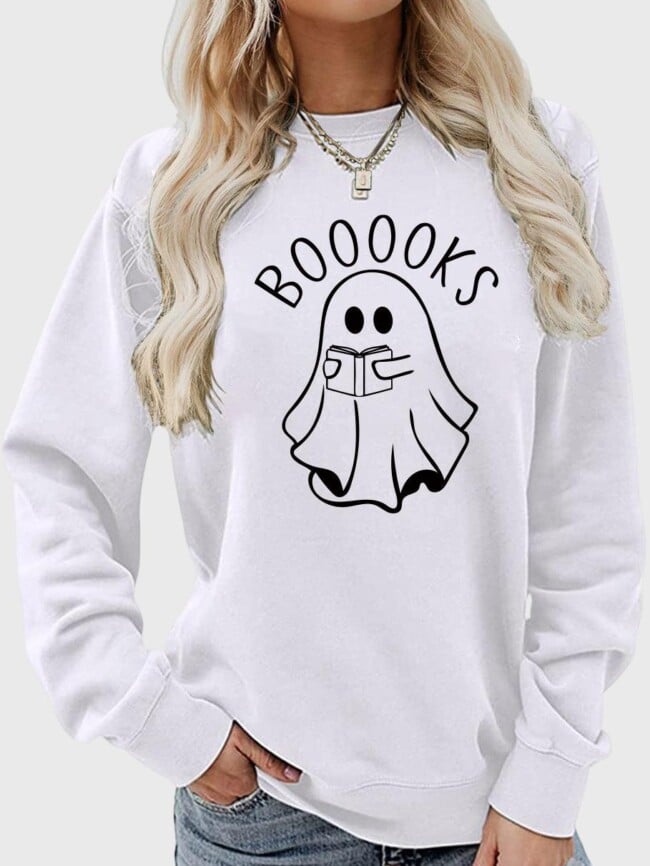 Halloween booooks print long sleeve top