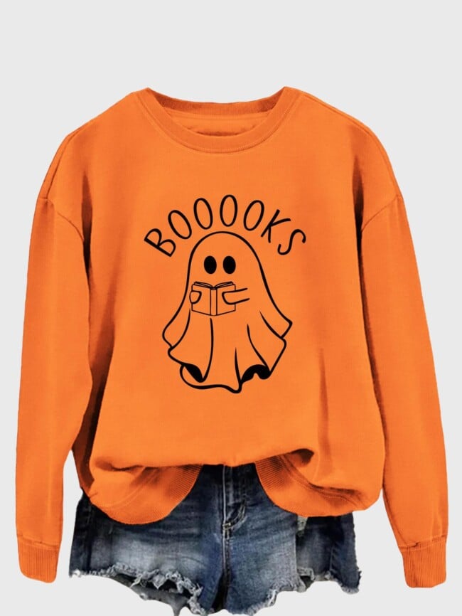 Halloween booooks print long sleeve top