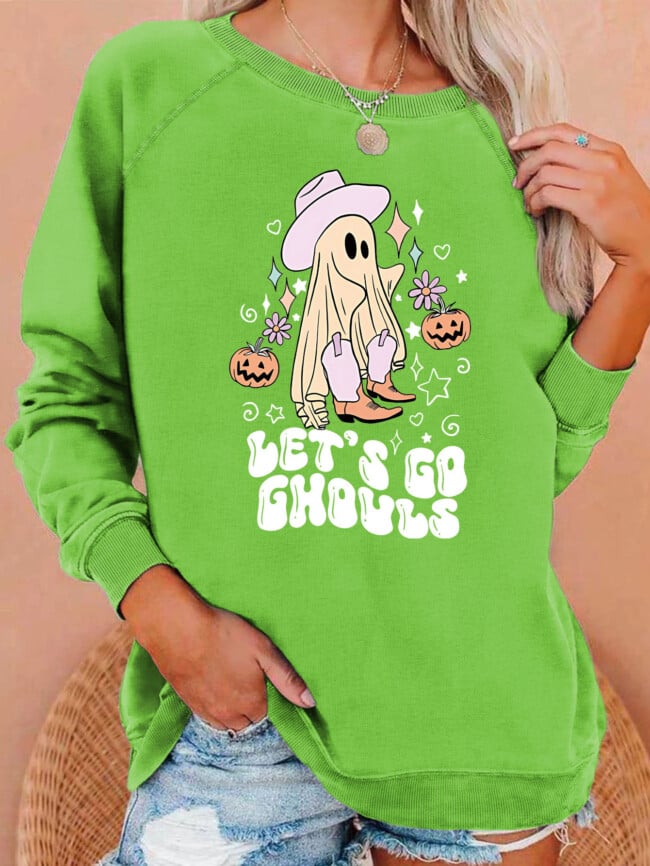 Halloween let's go ghouls print top