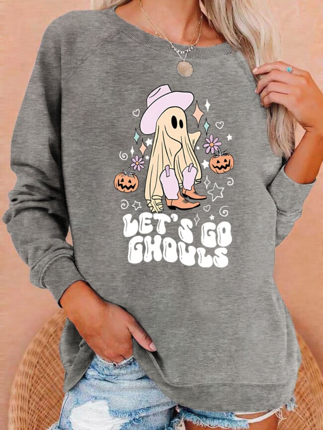 Halloween let's go ghouls print top