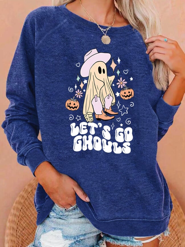 Halloween let's go ghouls print top