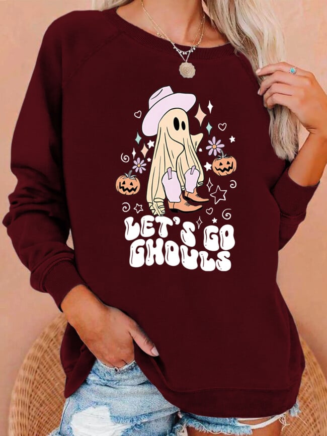 Halloween let's go ghouls print top