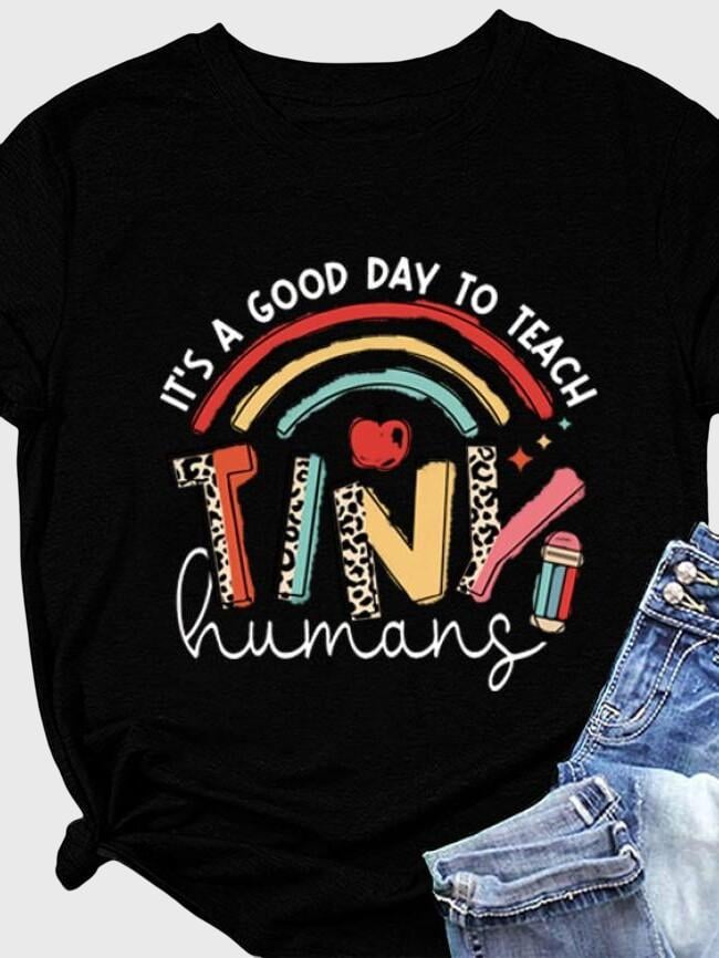 IT'S A GOOD DAY Print Short Sleeved T-Shirt