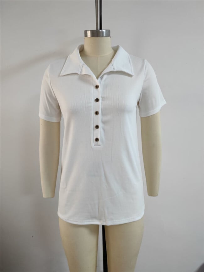 Lapel Button Short Sleeve T-Shirt