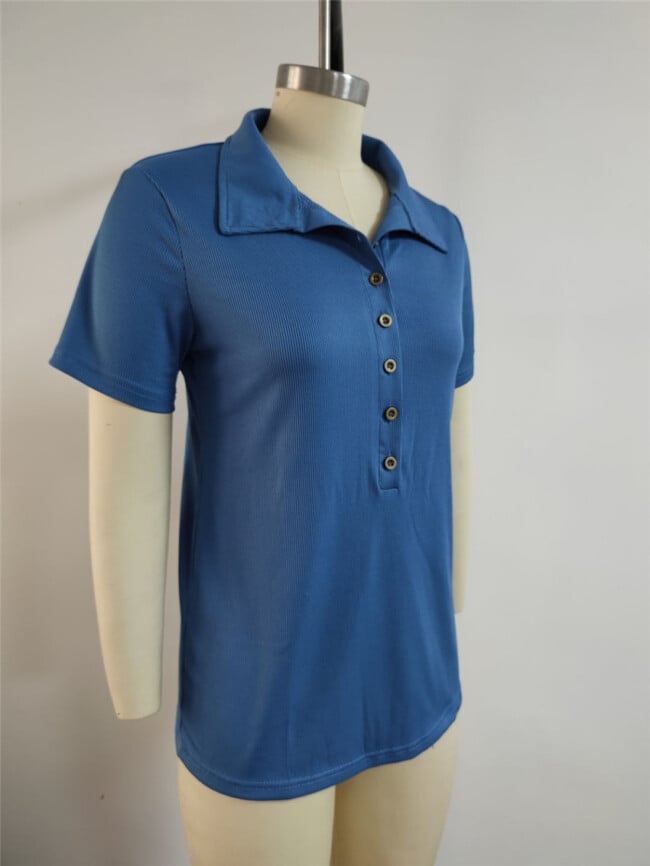 Lapel Button Short Sleeve T-Shirt