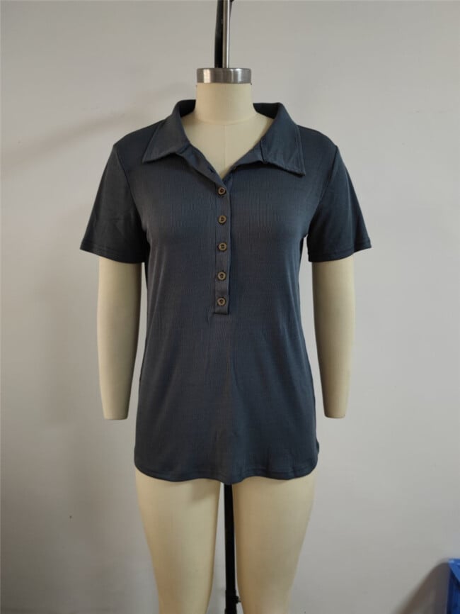 Lapel Button Short Sleeve T-Shirt