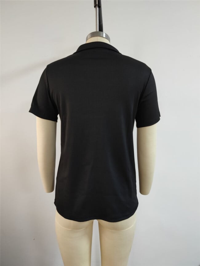 Lapel Button Short Sleeve T-Shirt