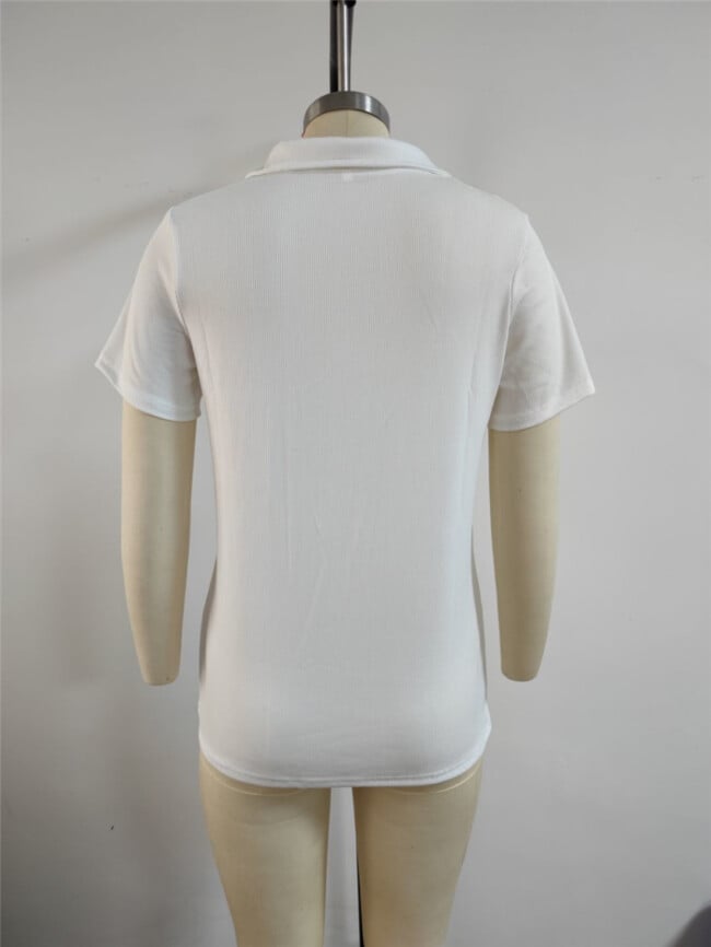 Lapel Button Short Sleeve T-Shirt