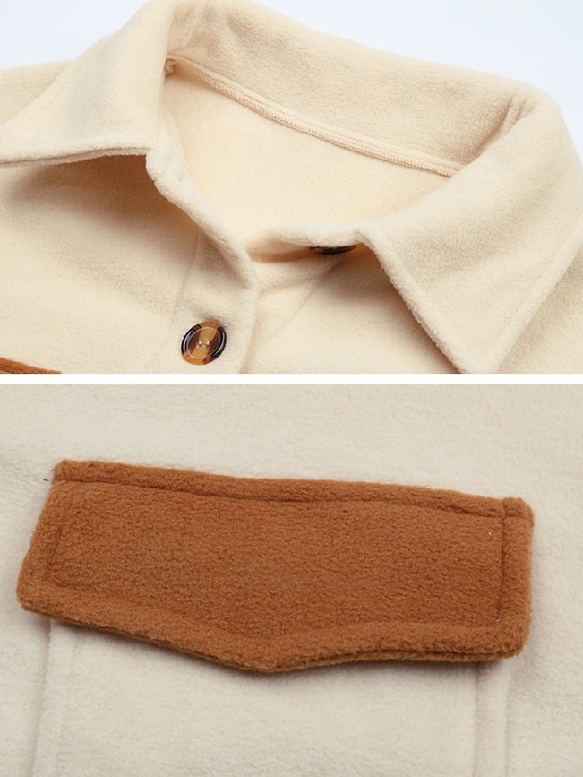 Lapel Color Block Polar Fleece Jacket