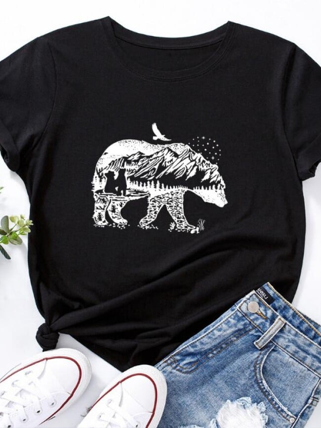 Polar Bear Print Short Sleeve T-Shirt