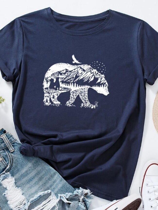 Polar Bear Print Short Sleeve T-Shirt