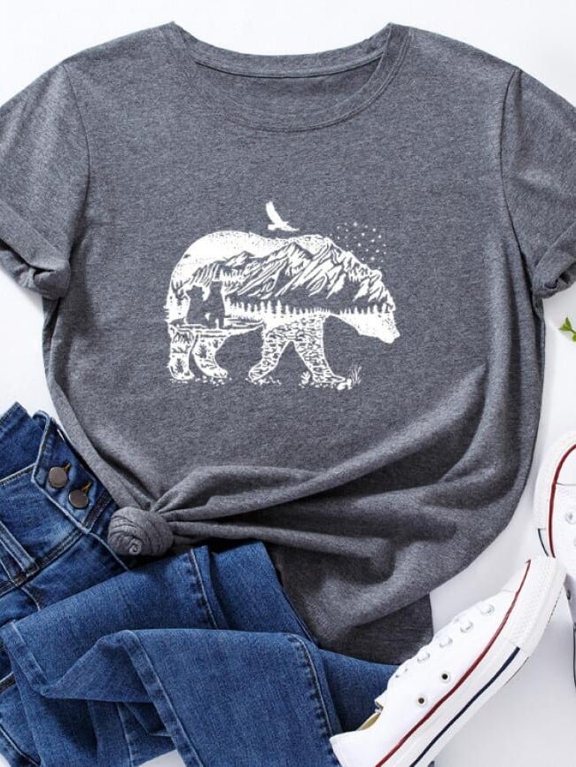 Polar Bear Print Short Sleeve T-Shirt