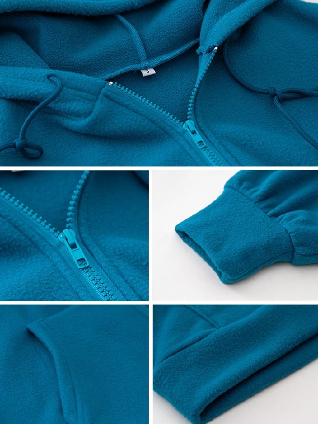 Solid Color Casual Zip Hooded Jacket