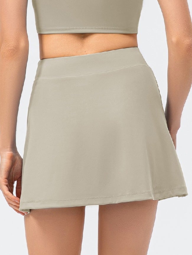 Solid Color Fake Two Piece Yoga Skirt