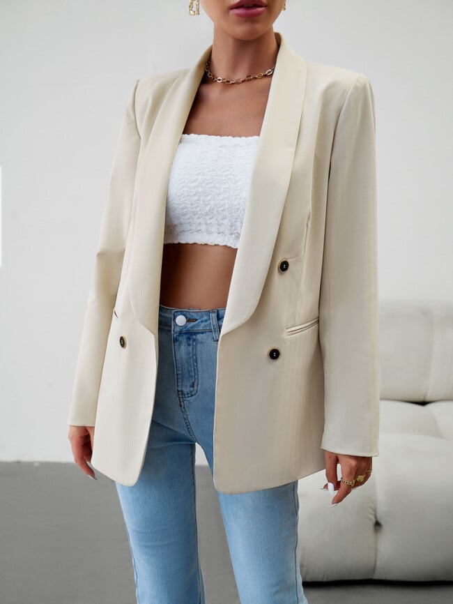 Solid Color Fashion Button Blazer