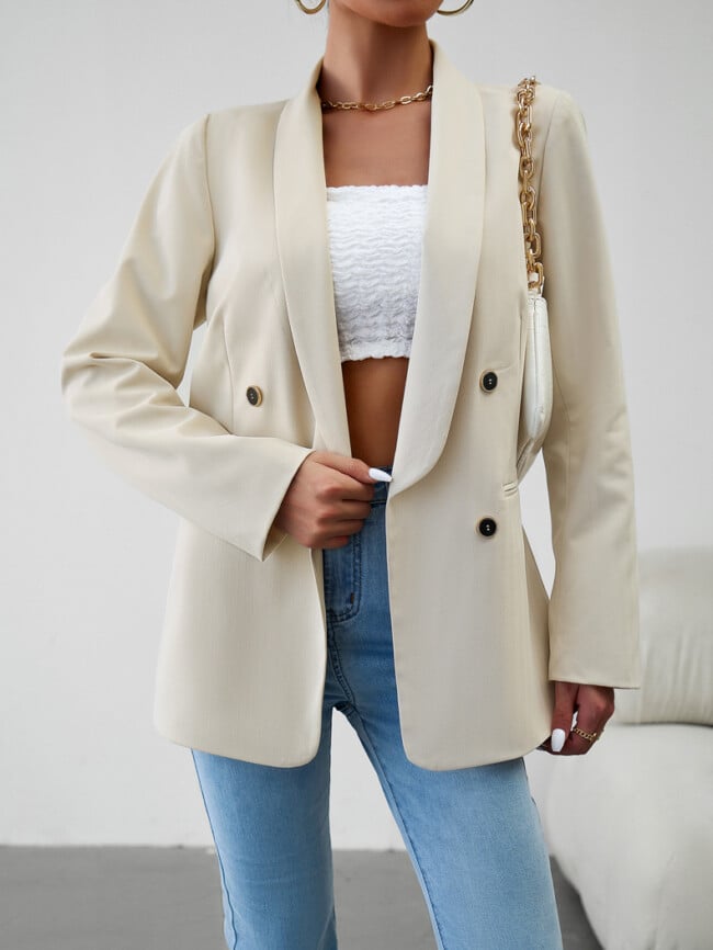 Solid Color Fashion Button Blazer