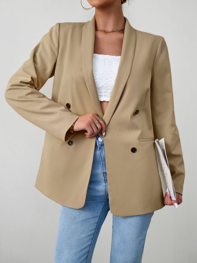 Solid Color Fashion Button Blazer