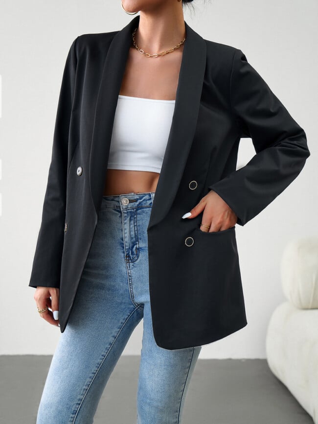 Solid Color Fashion Button Blazer