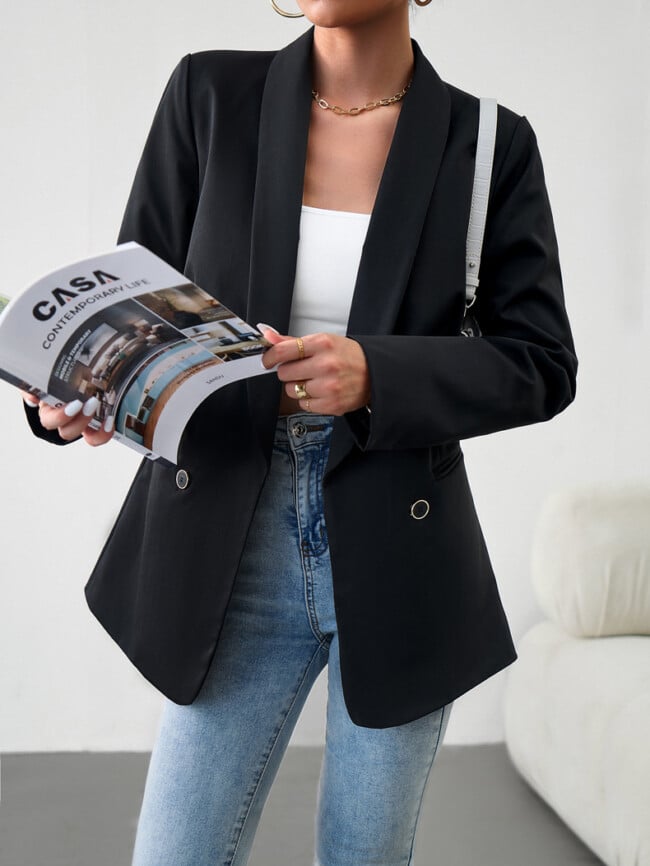 Solid Color Fashion Button Blazer