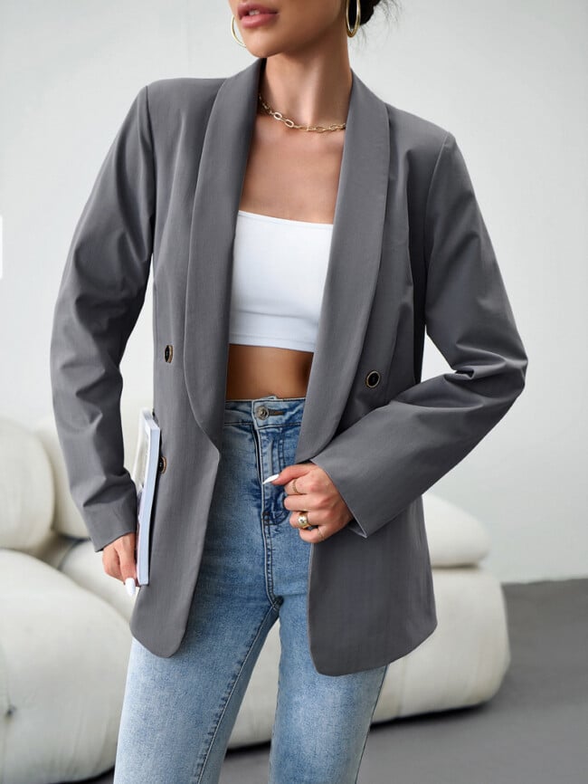 Solid Color Fashion Button Blazer