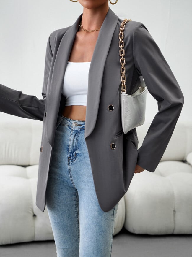 Solid Color Fashion Button Blazer