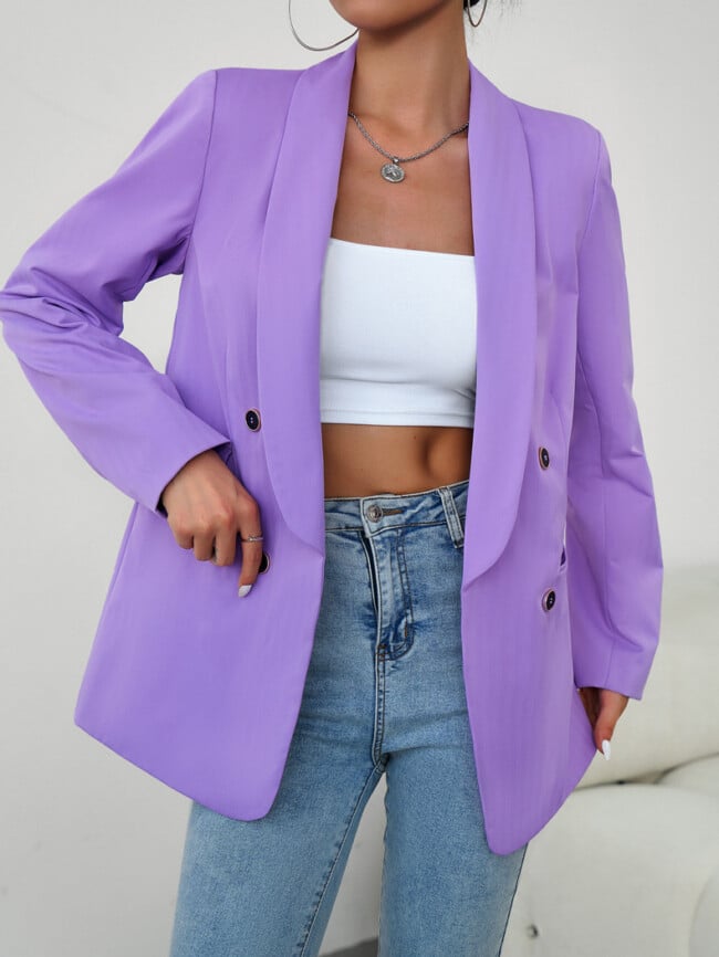 Solid Color Fashion Button Blazer