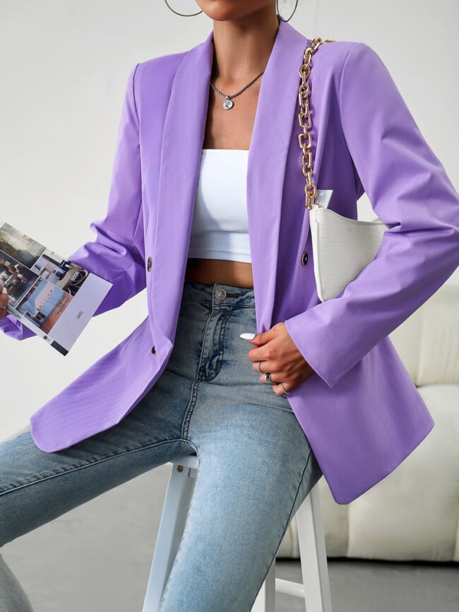 Solid Color Fashion Button Blazer