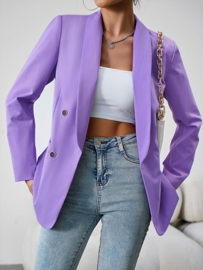 Solid Color Fashion Button Blazer